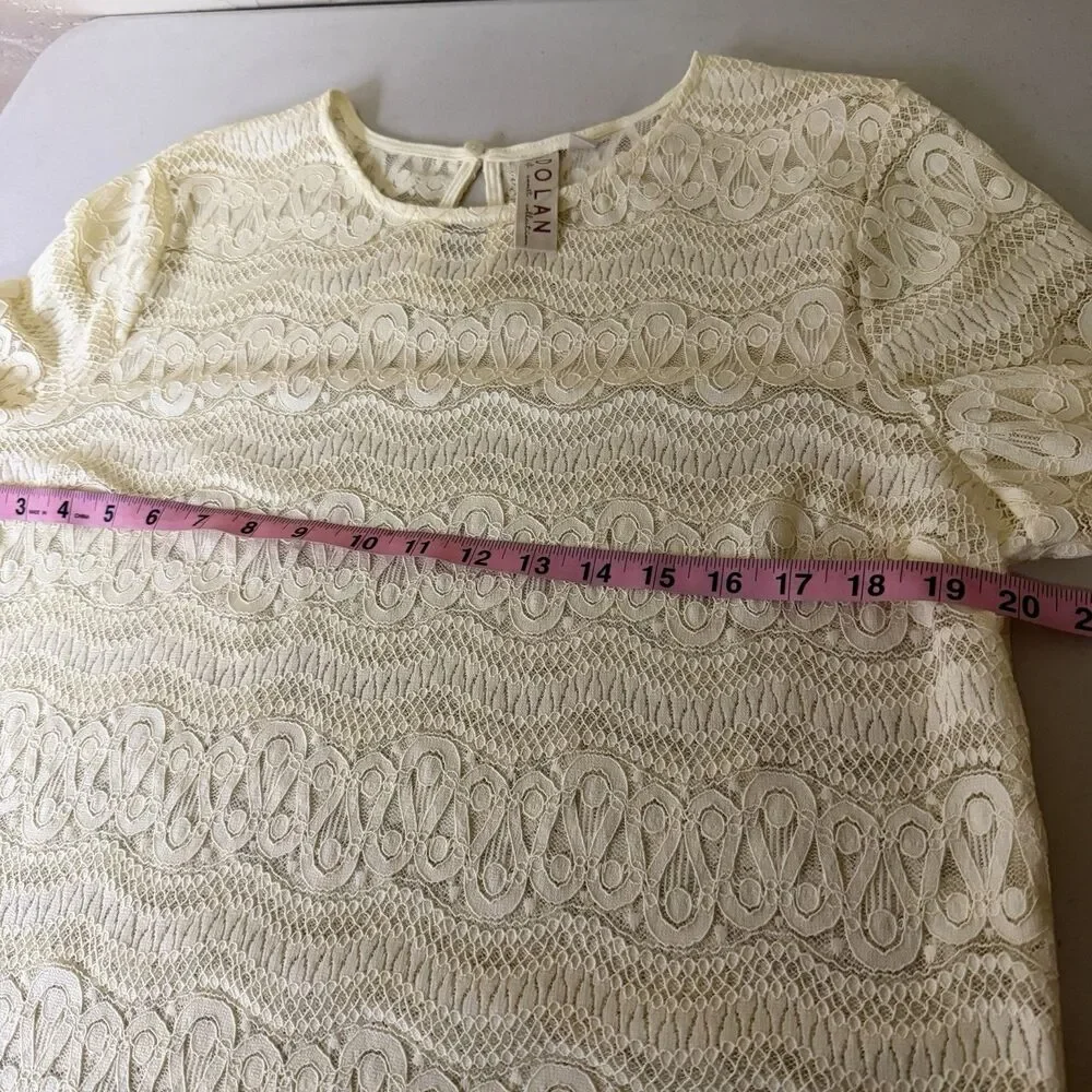 Anthropologie Dolan Top Womens M Ivory Cream Sheer Lace Stretch Boho